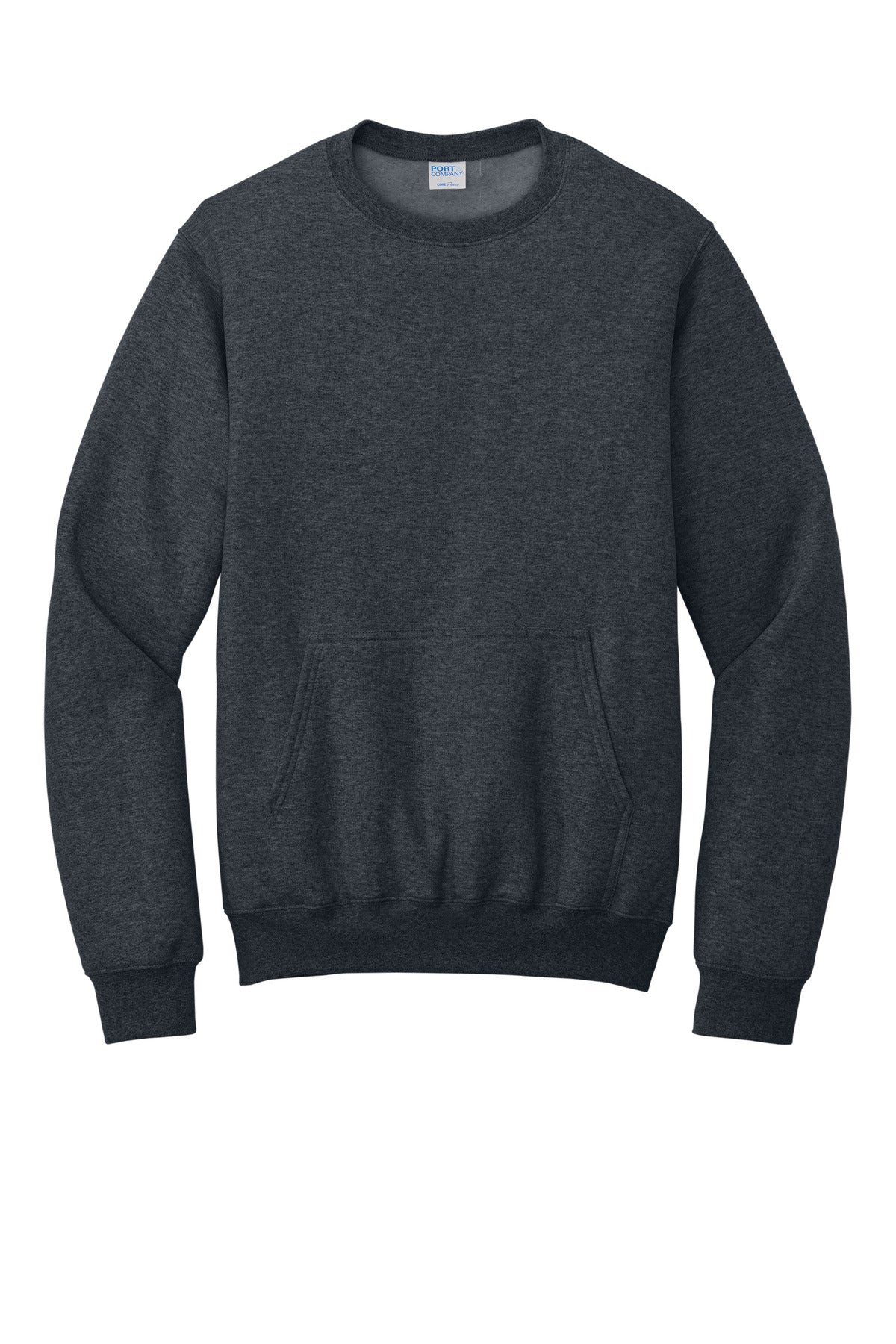 Port & Co Core Fleece Crewneck Pocket Sweatshirt - Dark Heather Grey