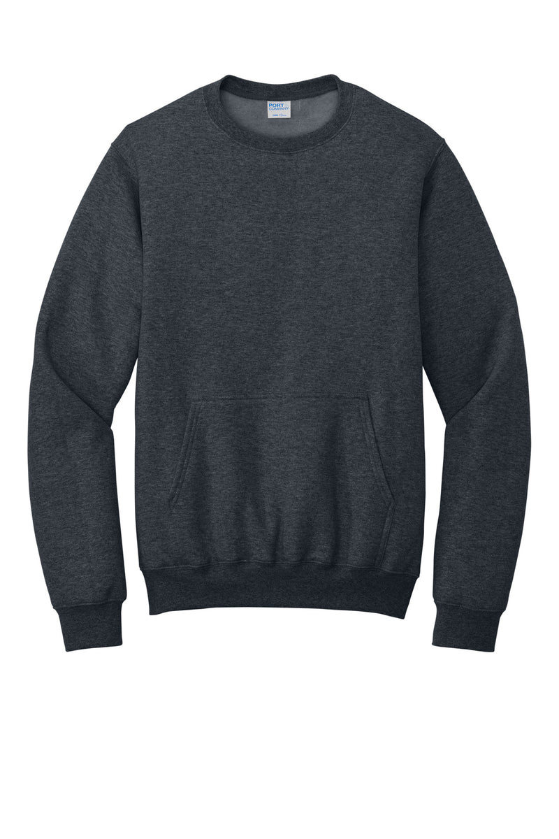 Port & Co Core Fleece Crewneck Pocket Sweatshirt - Dark Heather Grey