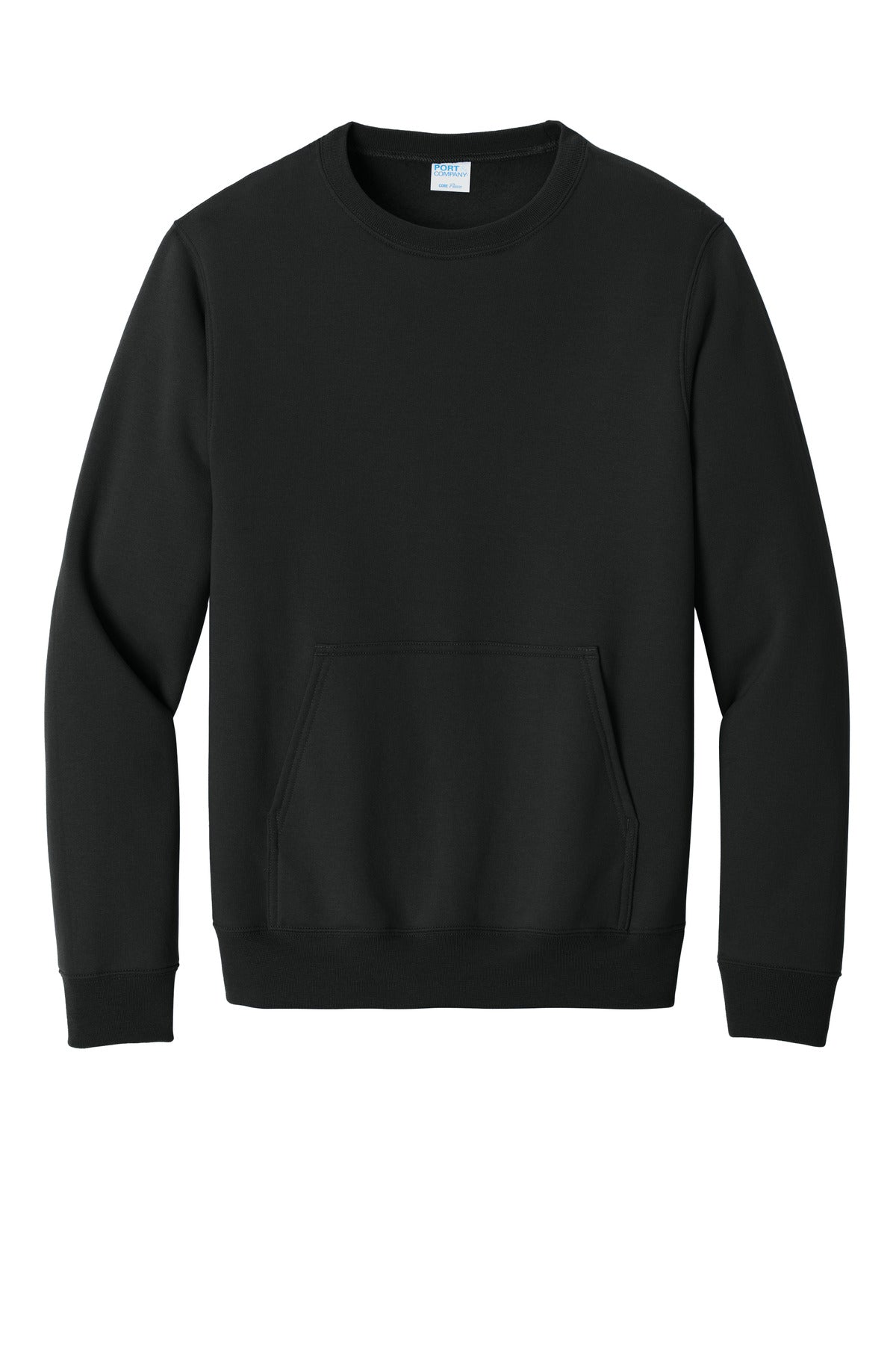 Port & Co Core Fleece Crewneck Pocket Sweatshirt - Jet Black