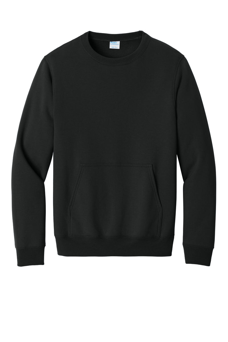 Port & Co Core Fleece Crewneck Pocket Sweatshirt - Jet Black