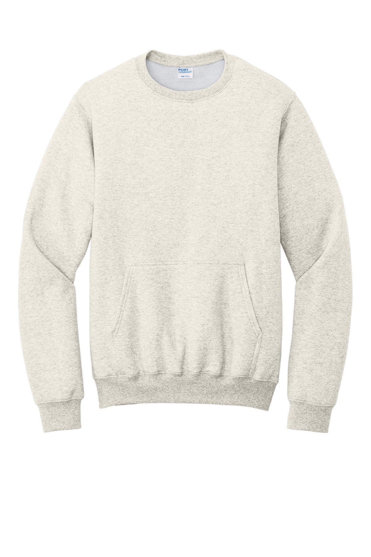 Port & Co Core Fleece Crewneck Pocket Sweatshirt - Oatmeal Heather
