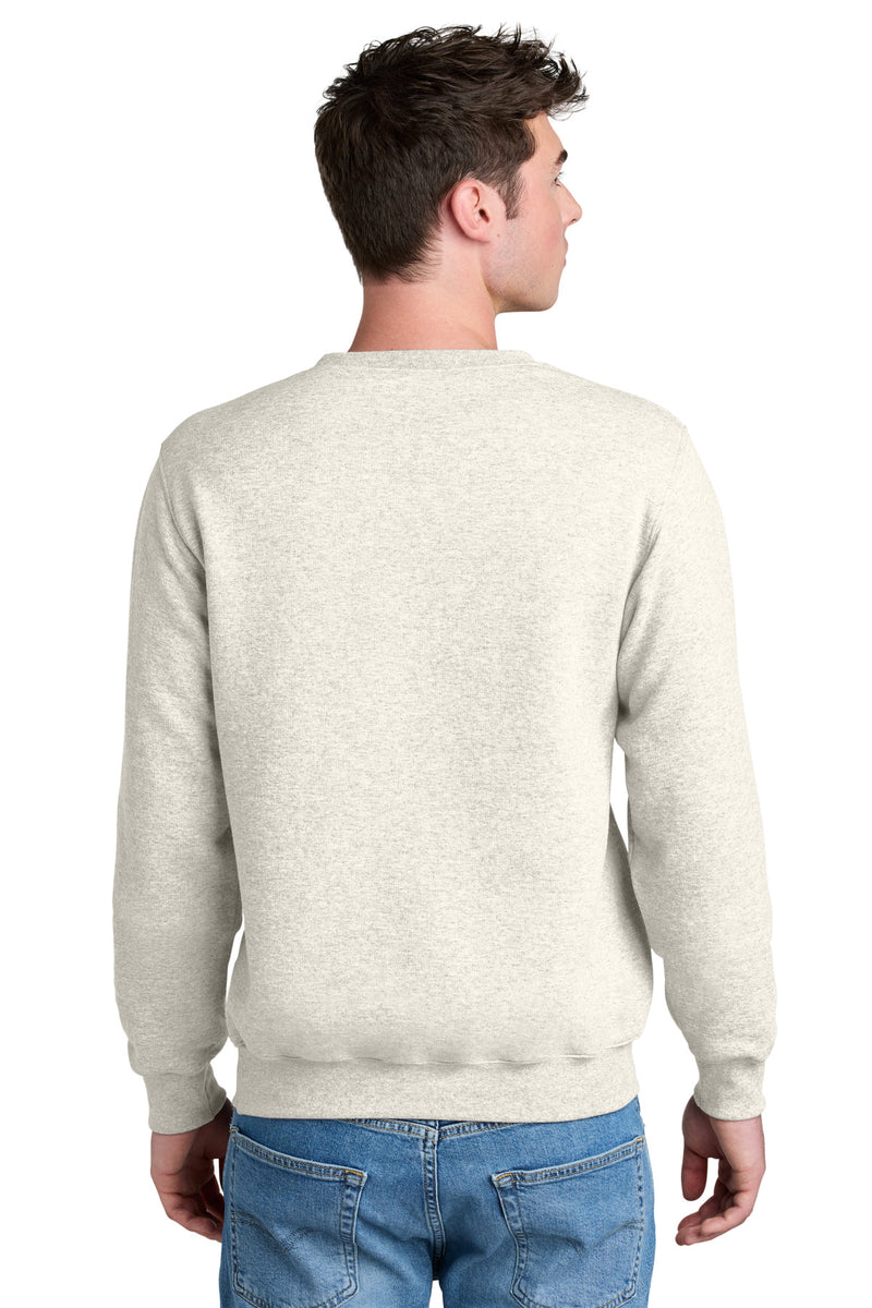 Port & Co Core Fleece Crewneck Pocket Sweatshirt - Oatmeal Heather