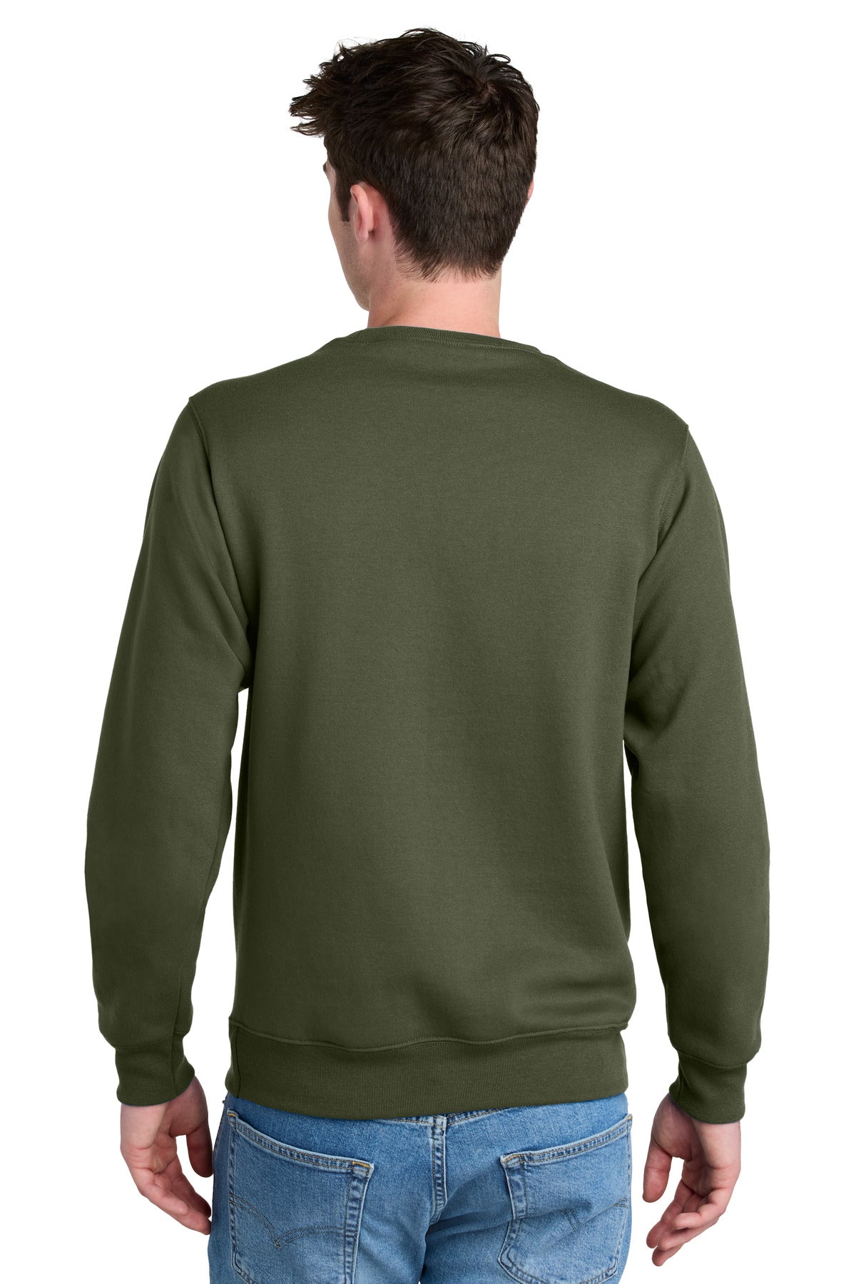 Port & Co Core Fleece Crewneck Pocket Sweatshirt - Olive Drab Green