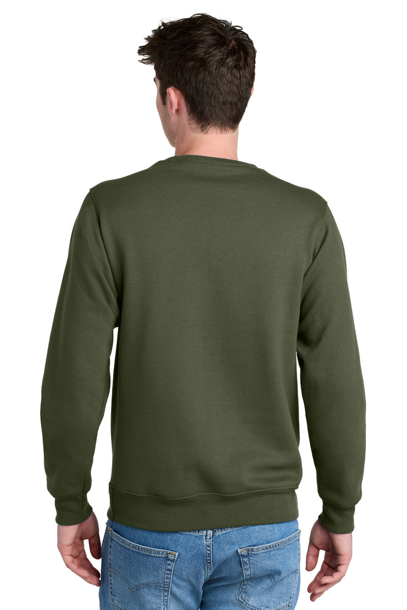 Port & Co Core Fleece Crewneck Pocket Sweatshirt - Olive Drab Green