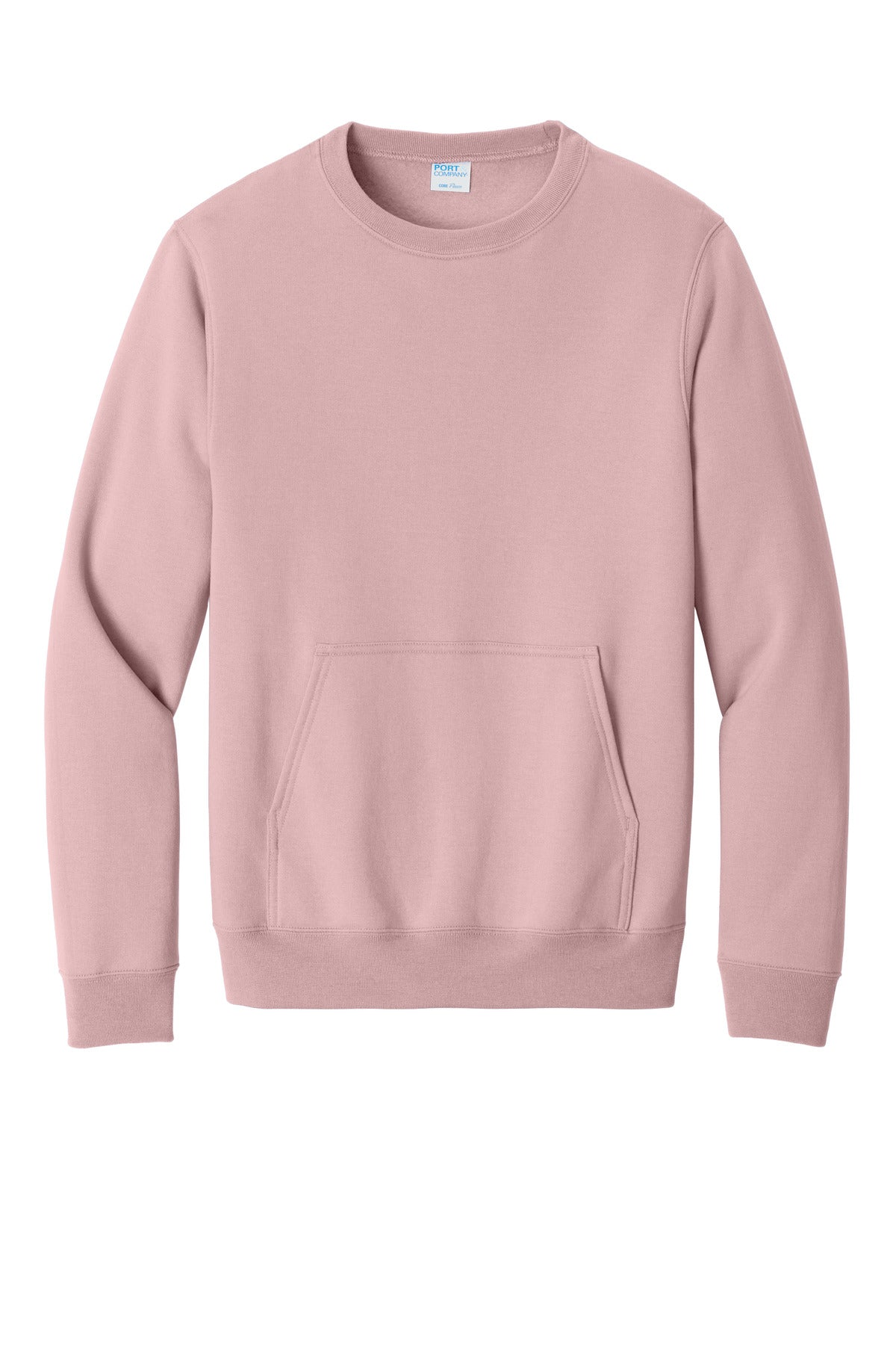 Port & Co Core Fleece Crewneck Pocket Sweatshirt - Pale Blush