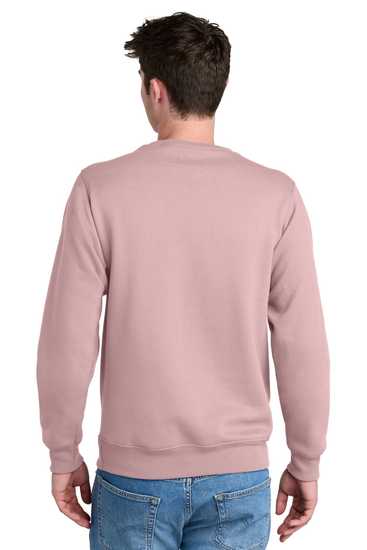 Port & Co Core Fleece Crewneck Pocket Sweatshirt - Pale Blush