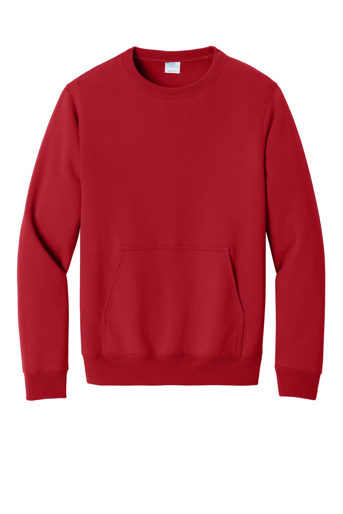 Port & Co Core Fleece Crewneck Pocket Sweatshirt - Red