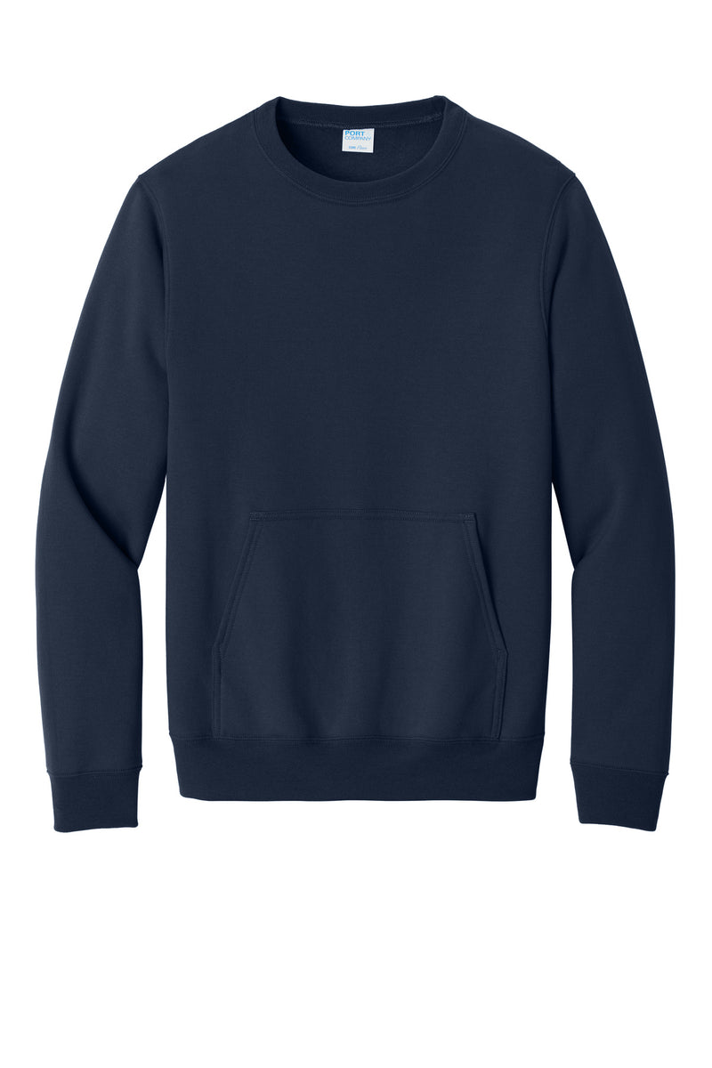 Port & Co Core Fleece Crewneck Pocket Sweatshirt - True Navy