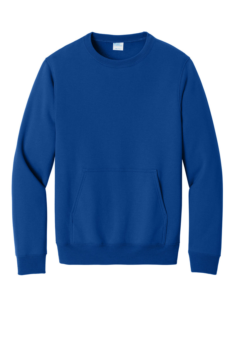 Port & Co Core Fleece Crewneck Pocket Sweatshirt - True Royal
