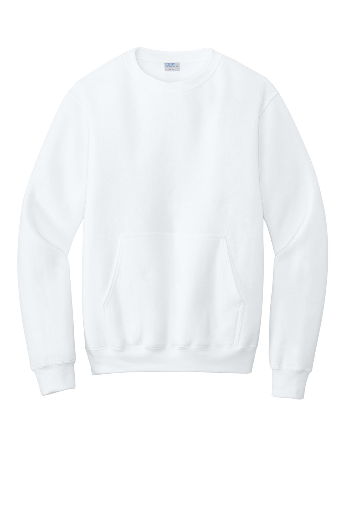 Port & Co Core Fleece Crewneck Pocket Sweatshirt - White