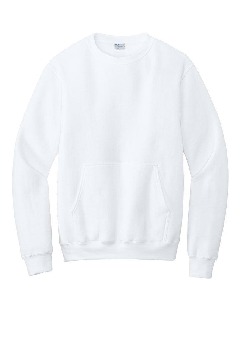 Port & Co Core Fleece Crewneck Pocket Sweatshirt - White