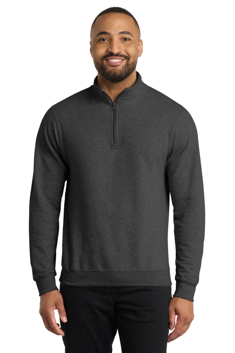 Port & Co Core Fleece 1/4-Zip Pullover Sweatshirt - Dark Heather Grey