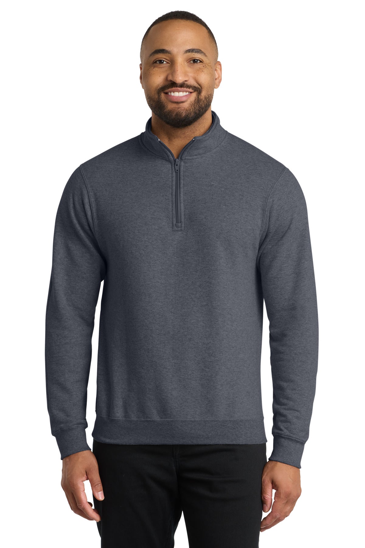 Port & Co Core Fleece 1/4-Zip Pullover Sweatshirt - Heather Navy
