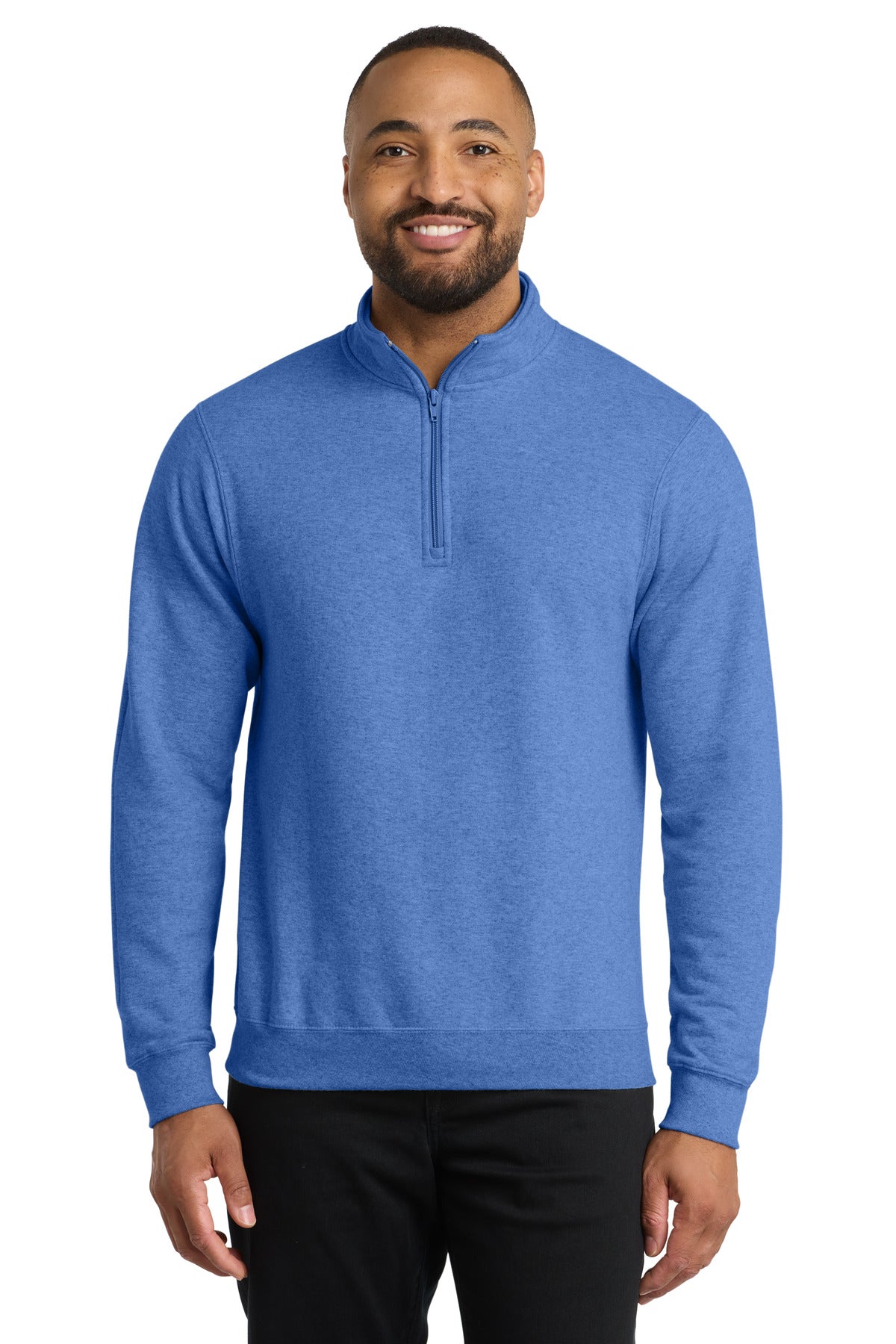 Port & Co Core Fleece 1/4-Zip Pullover Sweatshirt - Heather Royal