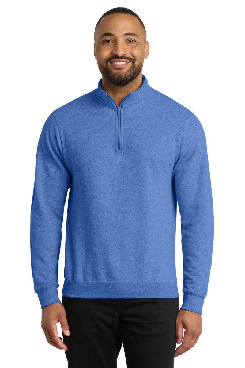Port & Co Core Fleece 1/4-Zip Pullover Sweatshirt - Heather Royal