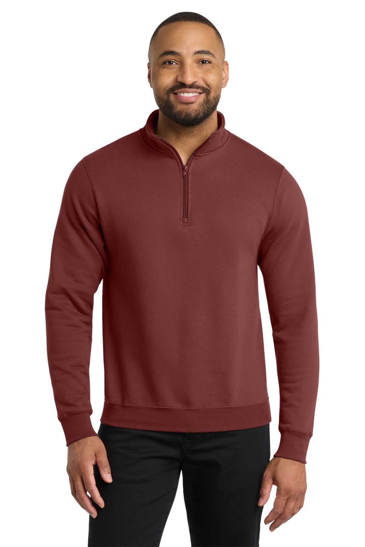 Port & Co Core Fleece 1/4-Zip Pullover Sweatshirt - Maroon
