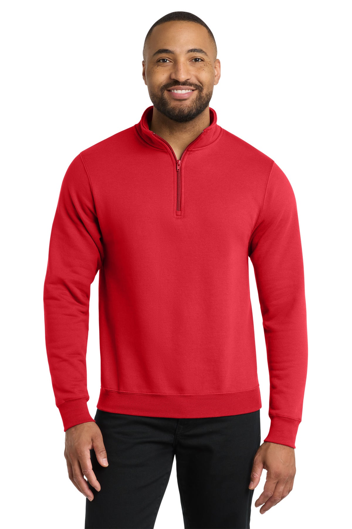 Port & Co Core Fleece 1/4-Zip Pullover Sweatshirt - Red