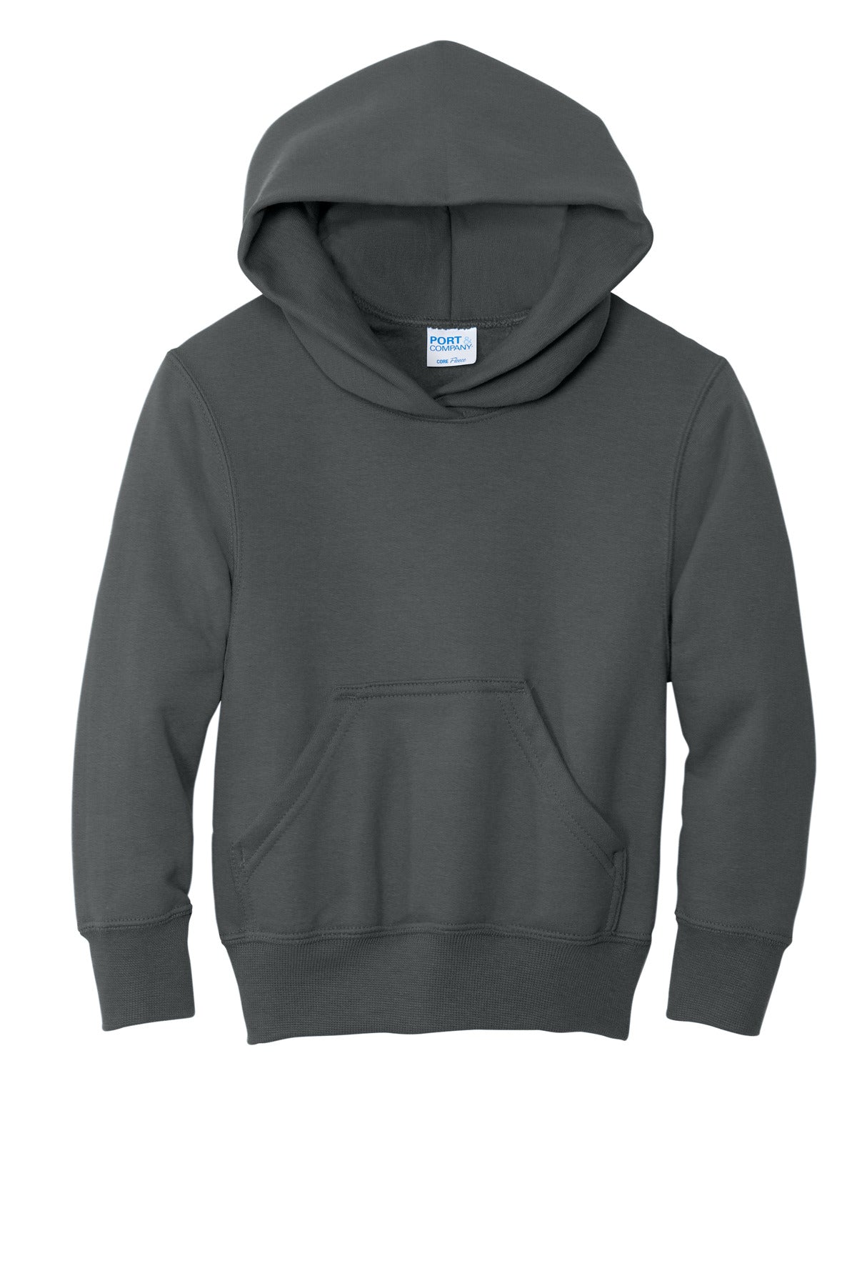 Port & Co Youth Core Fleece Pullover Hooded Sweatshirt - Charcoal