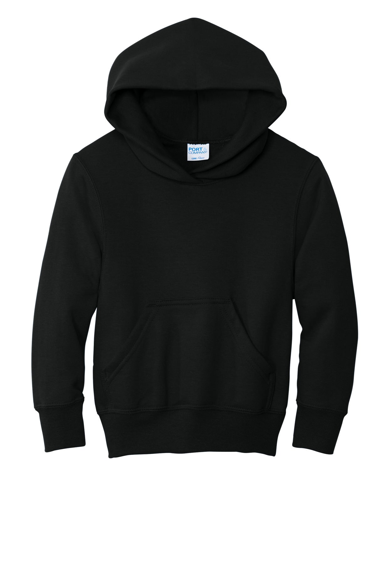 Port & Co Youth Core Fleece Pullover Hooded Sweatshirt - Jet Black