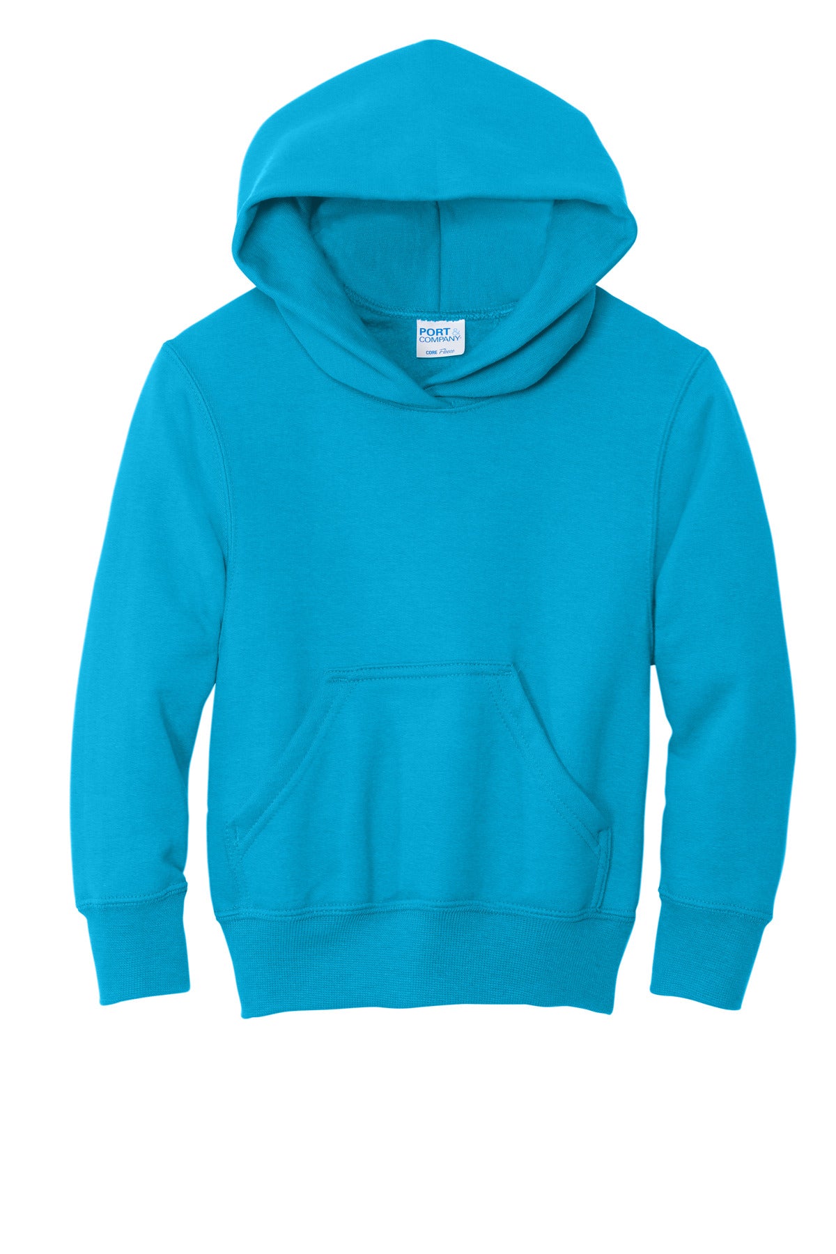 Port & Co Youth Core Fleece Pullover Hooded Sweatshirt - Neon Blue