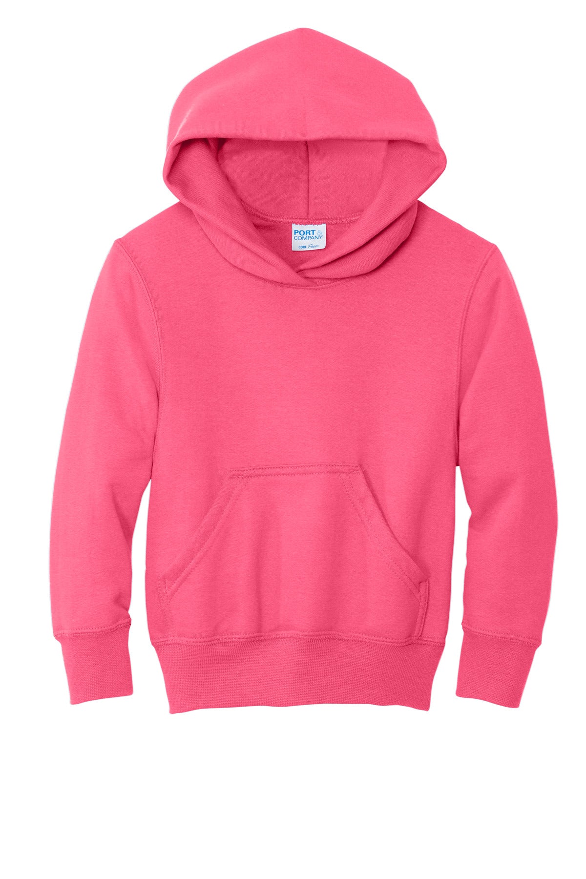 Port & Co Youth Core Fleece Pullover Hooded Sweatshirt - Neon Pink