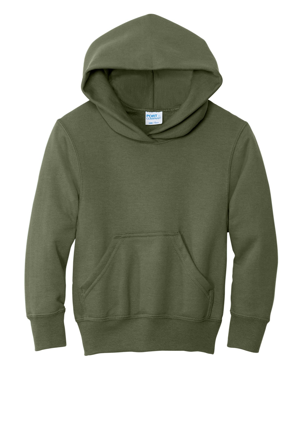 Port & Co Youth Core Fleece Pullover Hooded Sweatshirt - Olive Drab Green