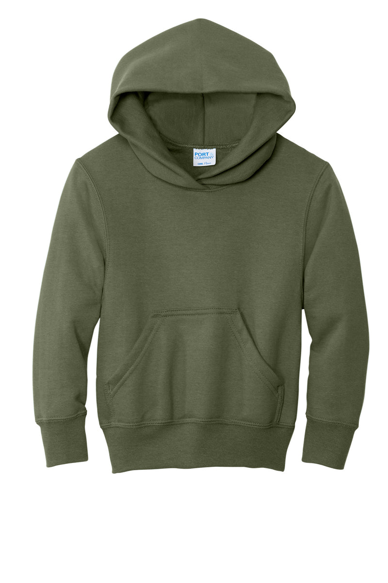 Port & Co Youth Core Fleece Pullover Hooded Sweatshirt - Olive Drab Green