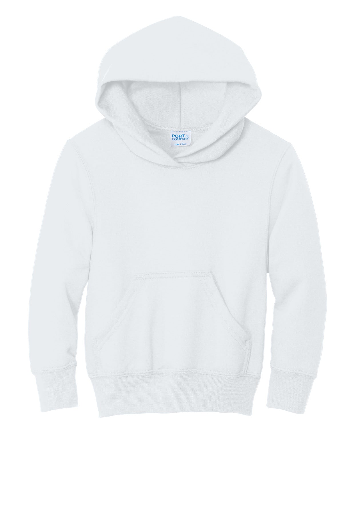 Port & Co Youth Core Fleece Pullover Hooded Sweatshirt - White