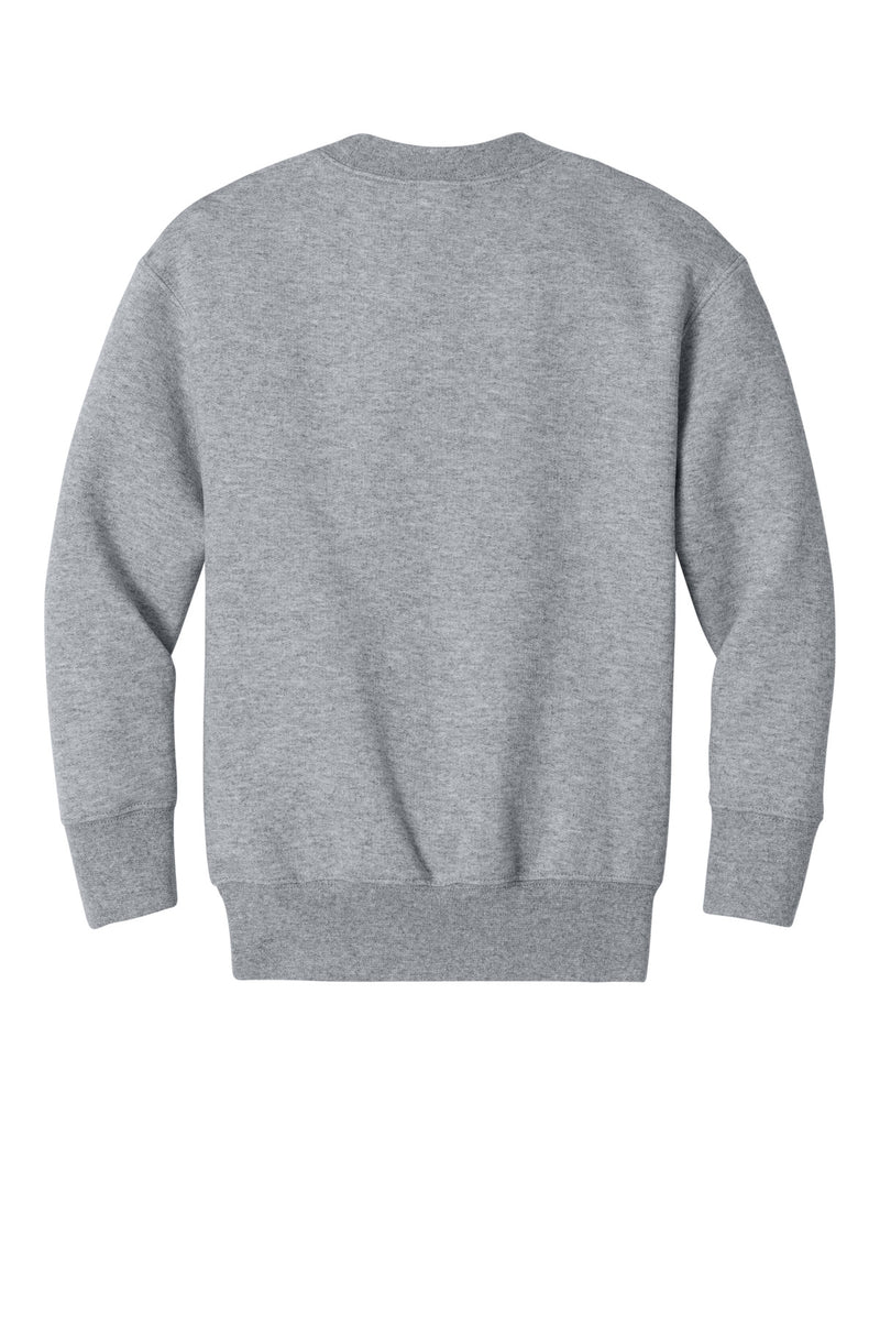 Port & Co Youth Core Fleece Crewneck Pocket Sweatshirt - Athletic Heather