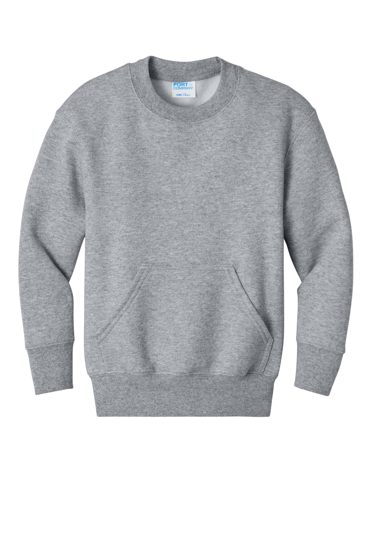Port & Co Youth Core Fleece Crewneck Pocket Sweatshirt - Athletic Heather