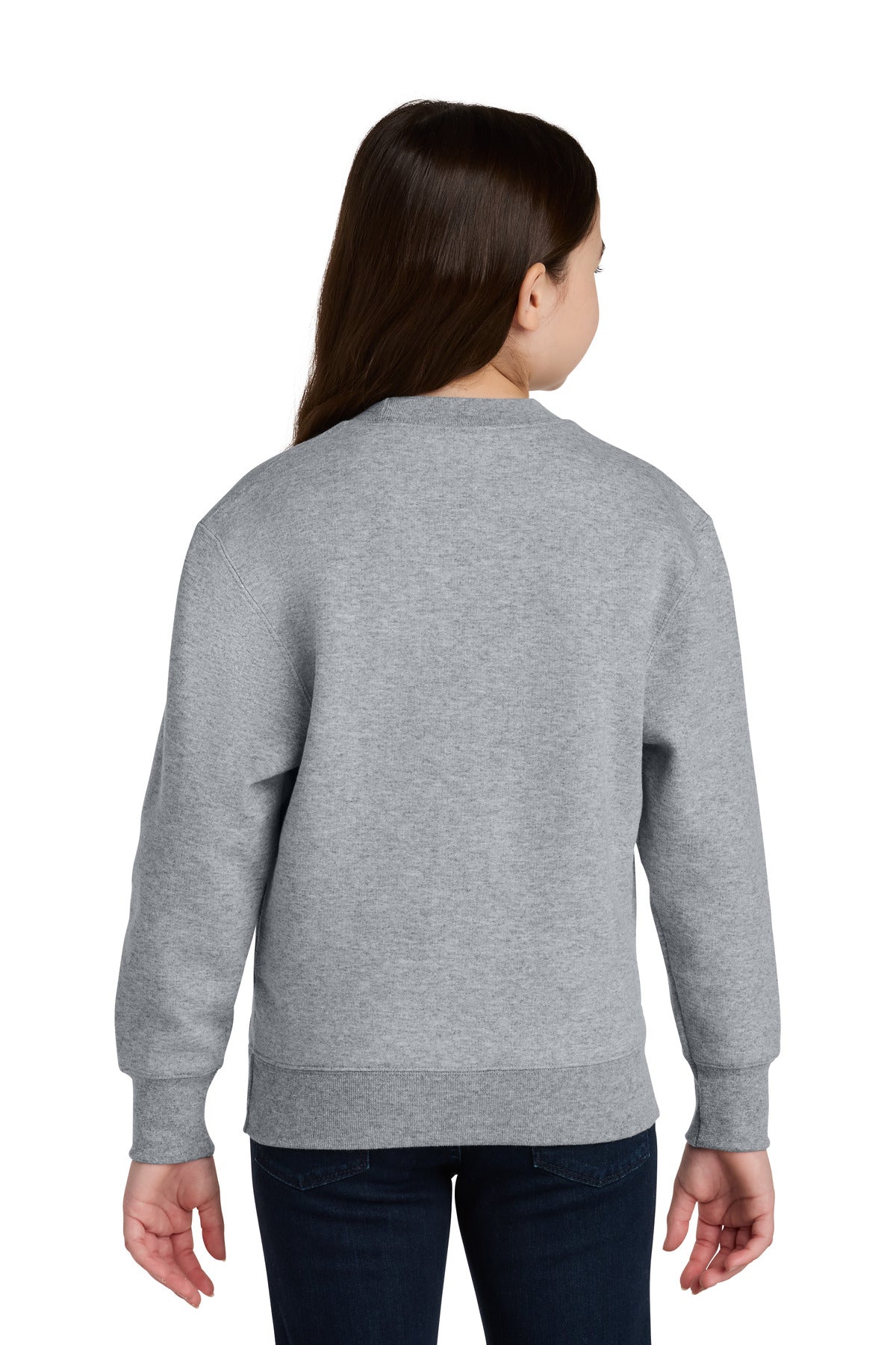 Port & Co Youth Core Fleece Crewneck Pocket Sweatshirt - Athletic Heather
