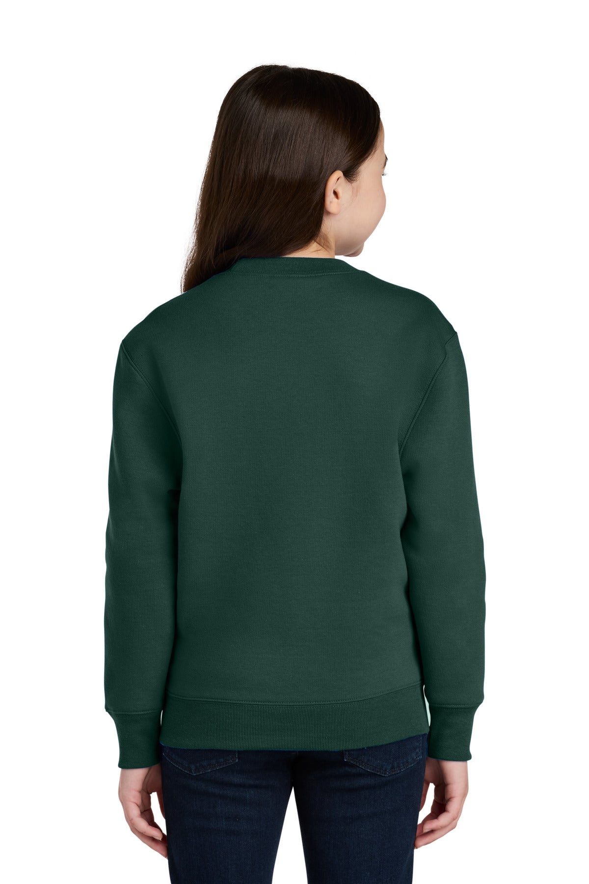 Port & Co Youth Core Fleece Crewneck Pocket Sweatshirt - Dark Green