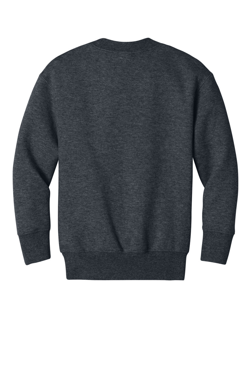 Port & Co Youth Core Fleece Crewneck Pocket Sweatshirt - Dark Heather Grey
