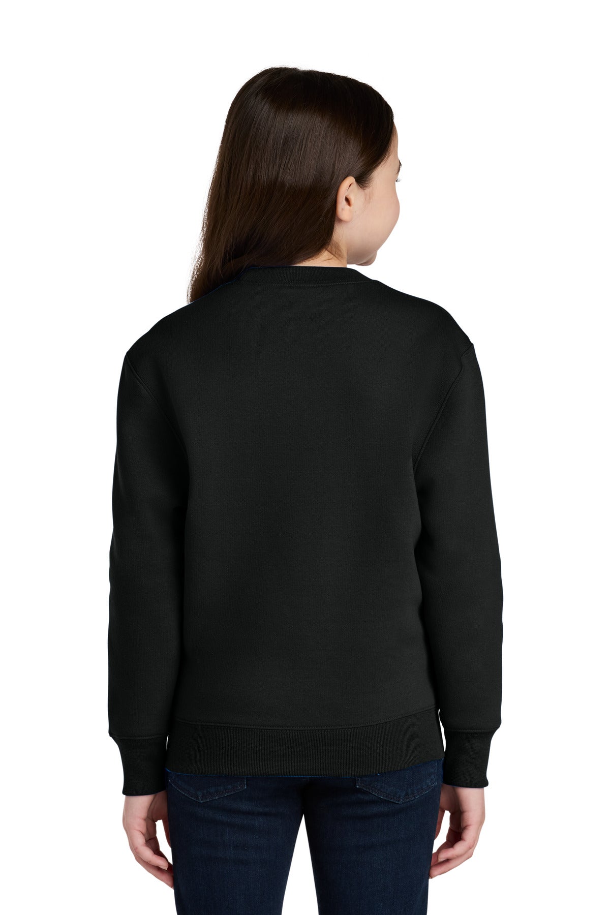 Port & Co Youth Core Fleece Crewneck Pocket Sweatshirt - Jet Black