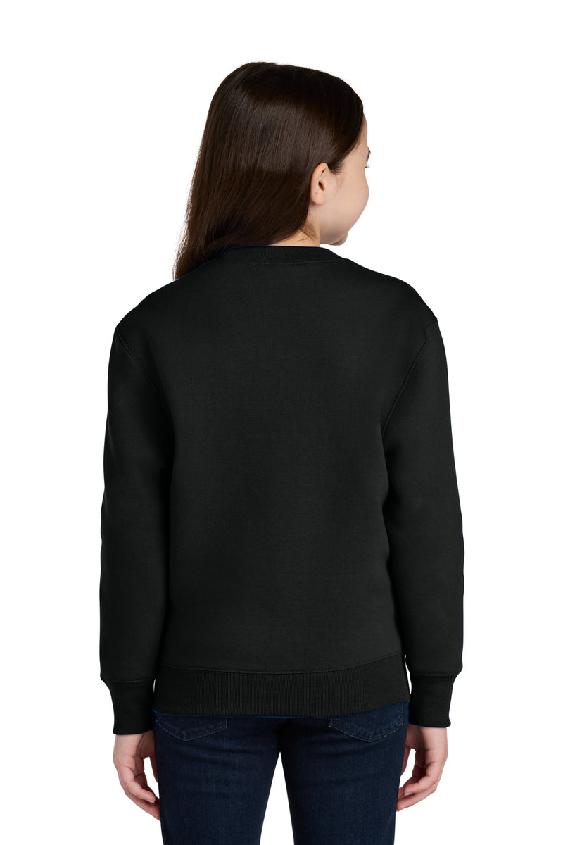 Port & Co Youth Core Fleece Crewneck Pocket Sweatshirt - Jet Black