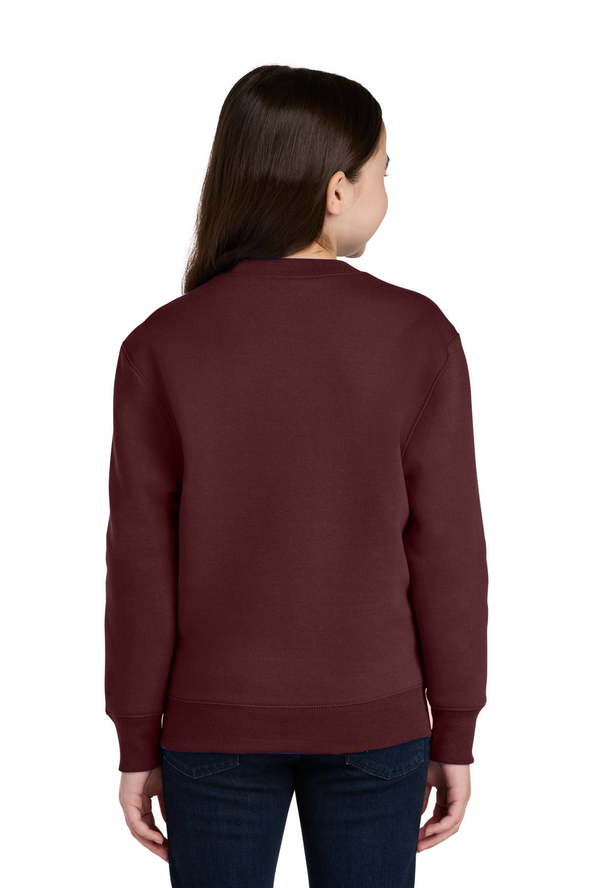 Port & Co Youth Core Fleece Crewneck Pocket Sweatshirt - Maroon
