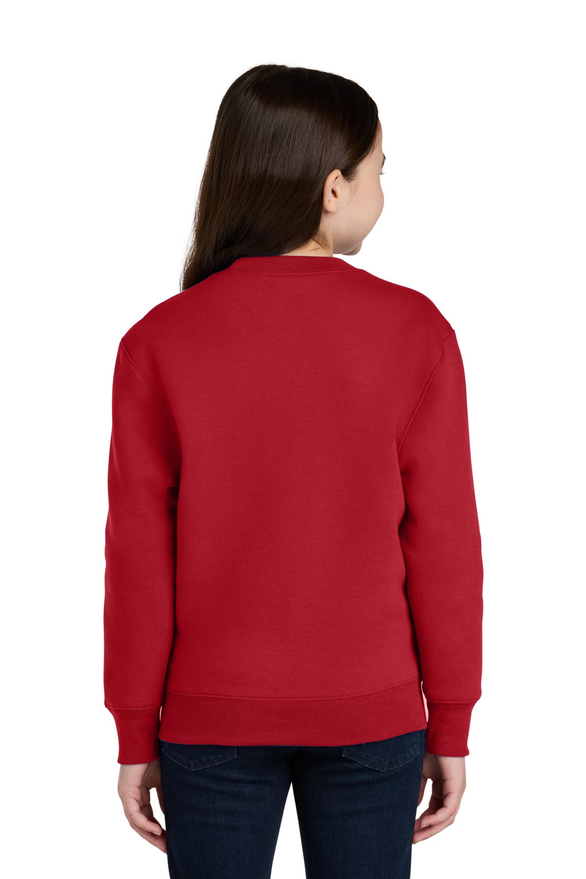 Port & Co Youth Core Fleece Crewneck Pocket Sweatshirt - Red