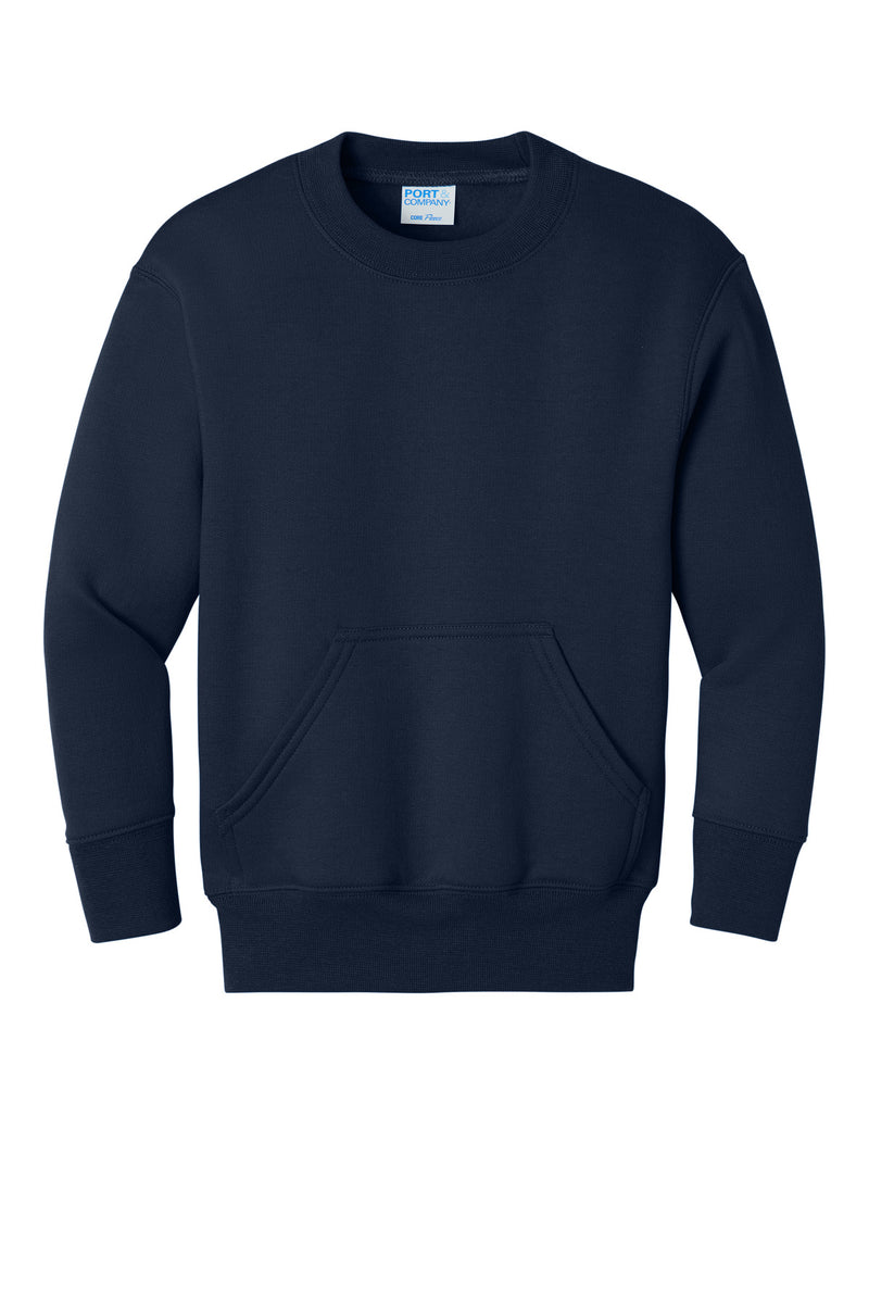 Port & Co Youth Core Fleece Crewneck Pocket Sweatshirt - True Navy