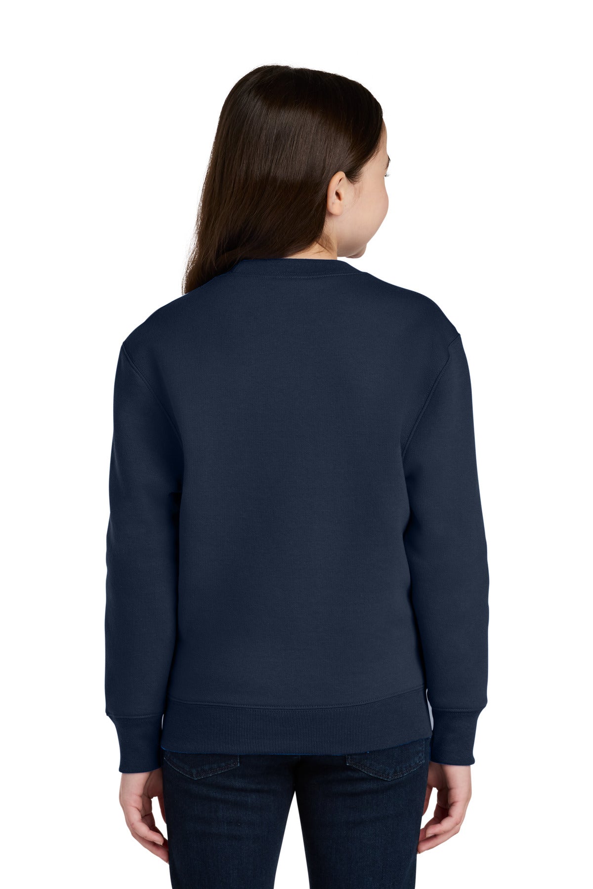 Port & Co Youth Core Fleece Crewneck Pocket Sweatshirt - True Navy