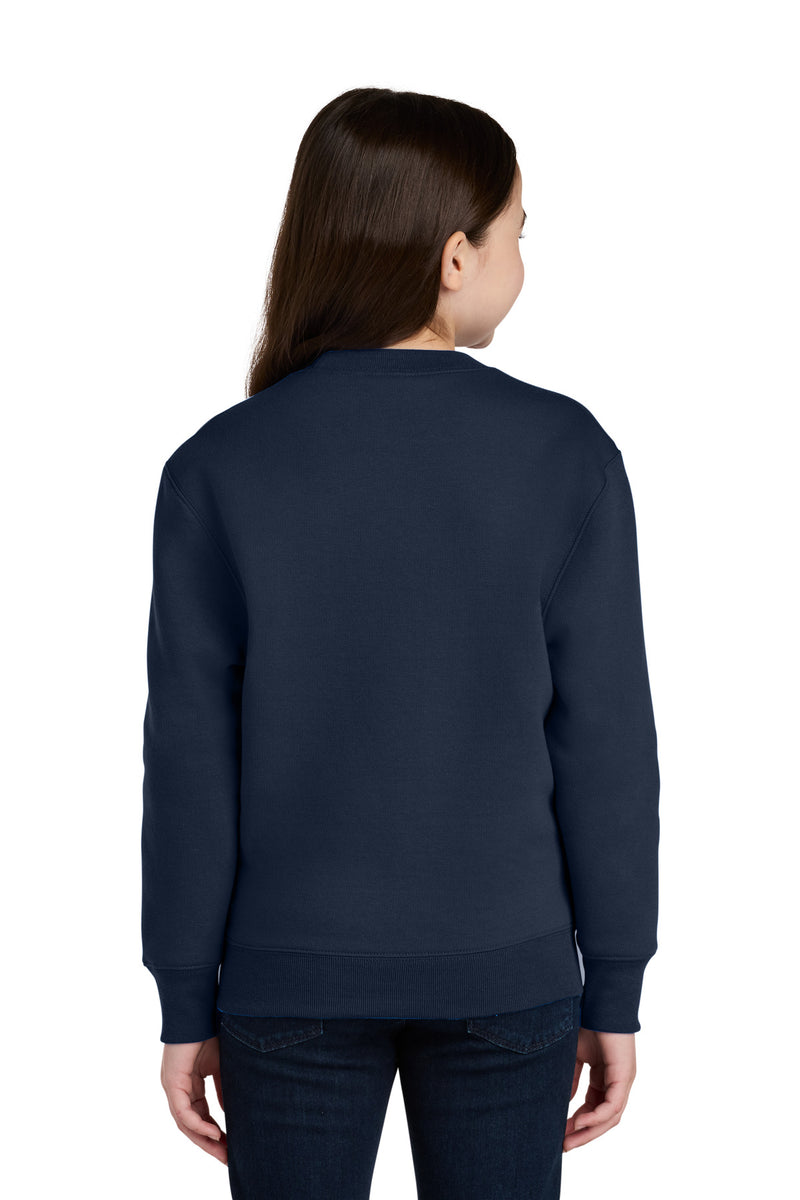 Port & Co Youth Core Fleece Crewneck Pocket Sweatshirt - True Navy