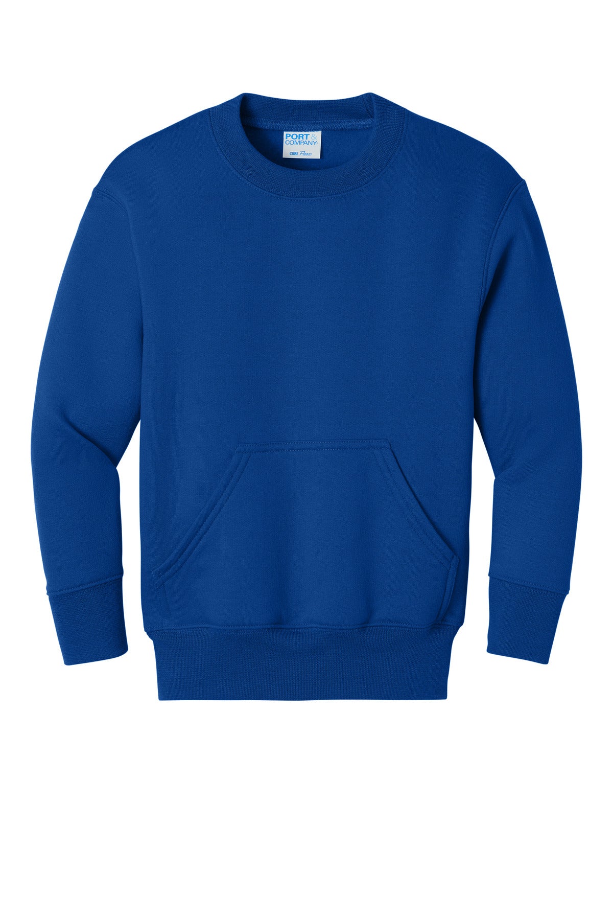 Port & Co Youth Core Fleece Crewneck Pocket Sweatshirt - True Royal