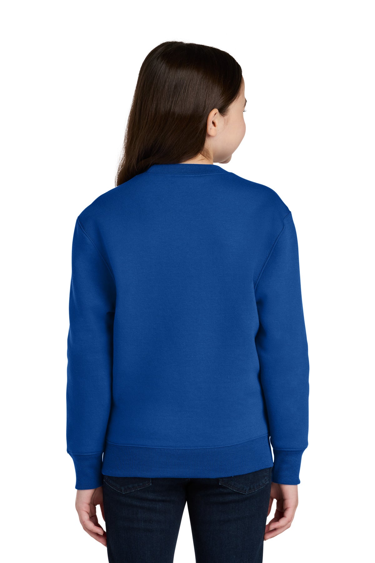 Port & Co Youth Core Fleece Crewneck Pocket Sweatshirt - True Royal