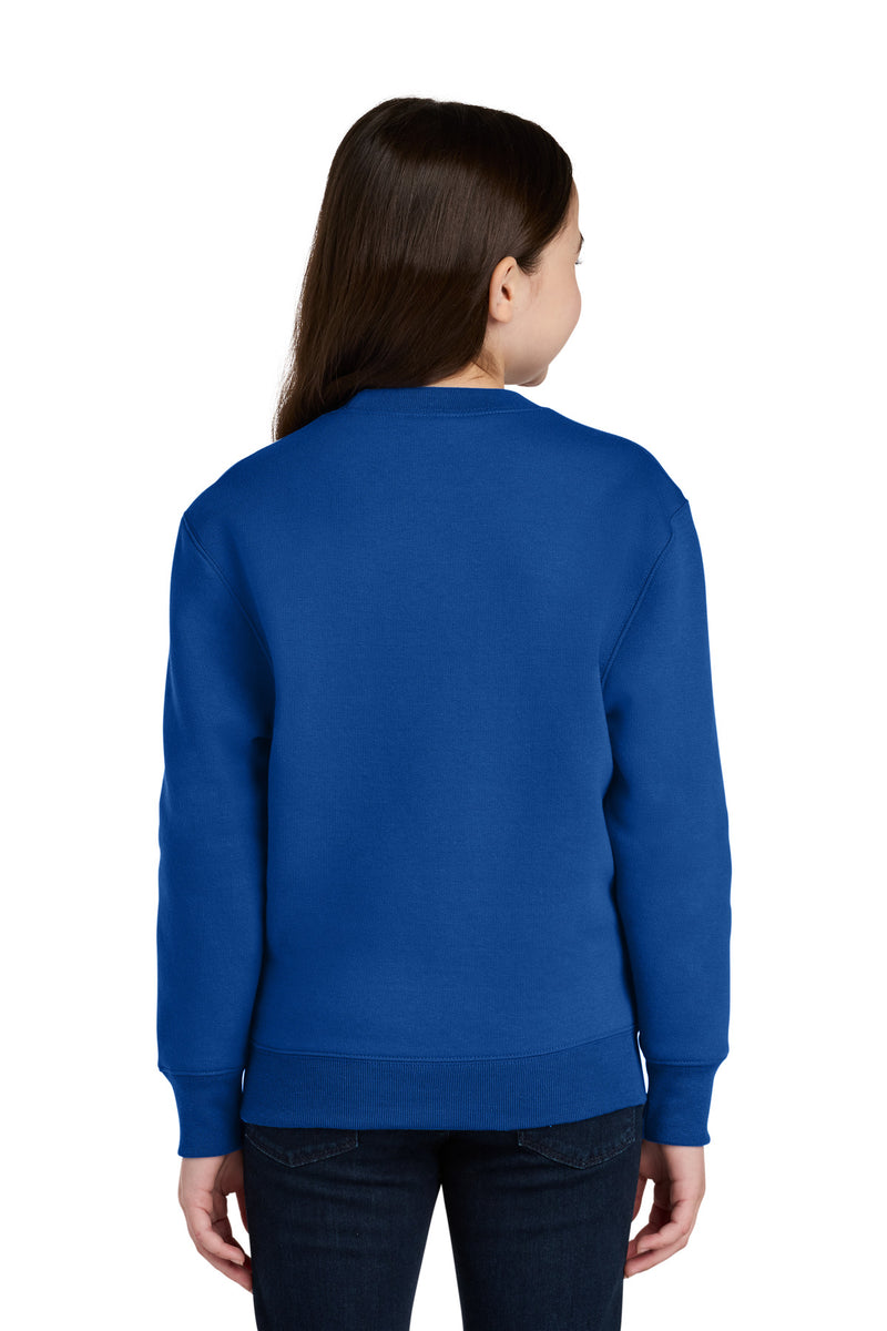 Port & Co Youth Core Fleece Crewneck Pocket Sweatshirt - True Royal