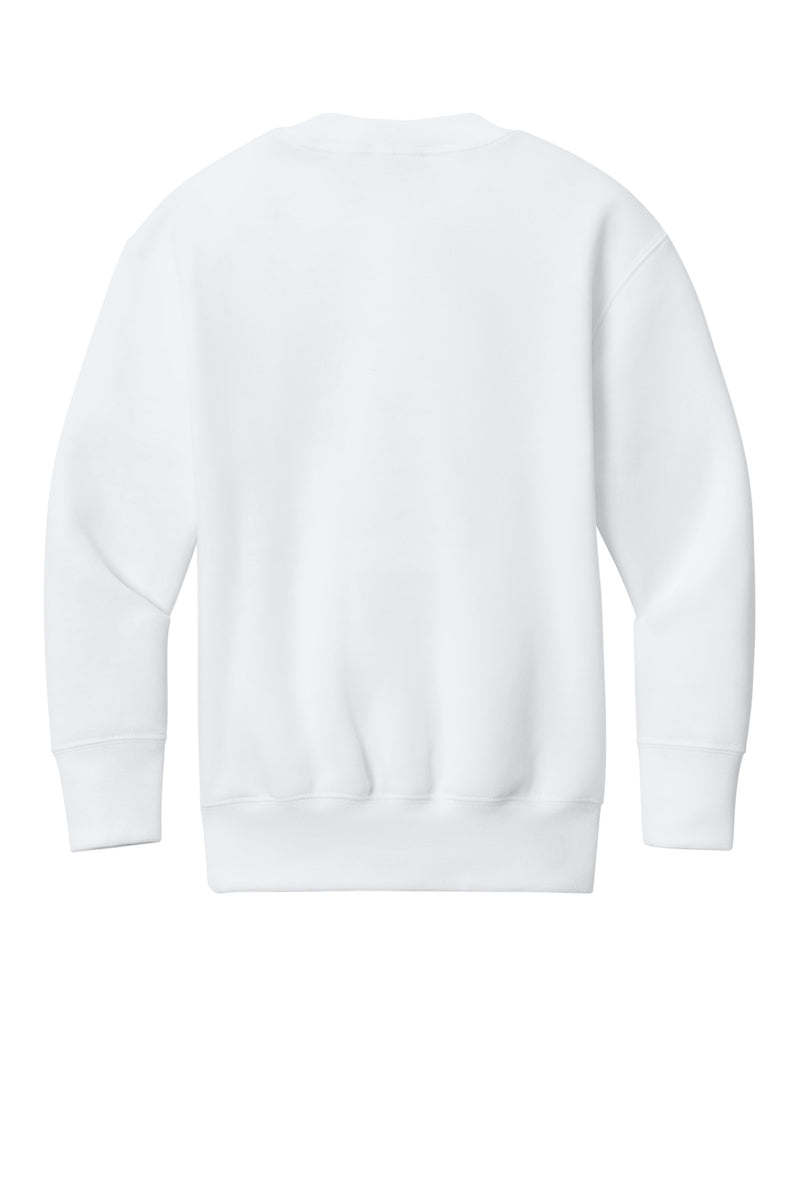 Port & Co Youth Core Fleece Crewneck Pocket Sweatshirt - White