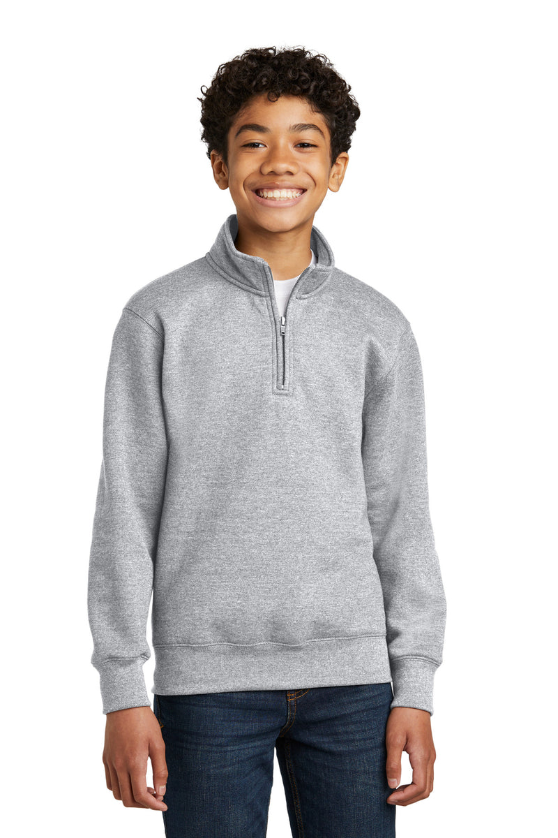 Port & Co Youth Core Fleece 1/4-Zip Pullover Sweatshirt - Athletic Heather