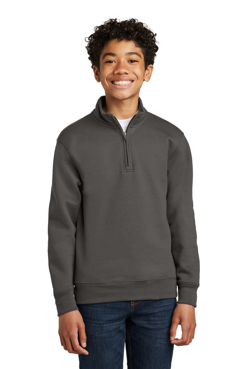 Port & Co Youth Core Fleece 1/4-Zip Pullover Sweatshirt - Charcoal