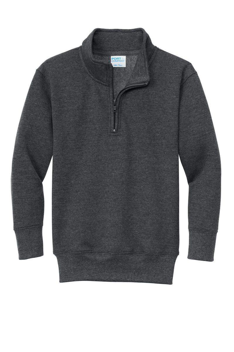 Port & Co Youth Core Fleece 1/4-Zip Pullover Sweatshirt - Dark Heather Grey