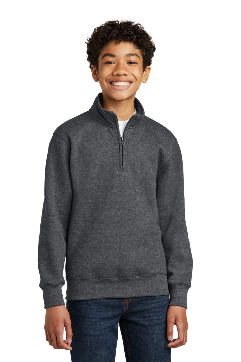 Port & Co Youth Core Fleece 1/4-Zip Pullover Sweatshirt - Dark Heather Grey