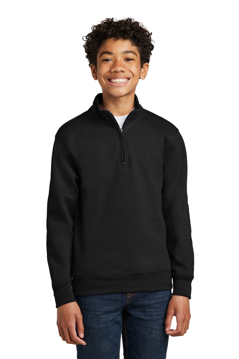 Port & Co Youth Core Fleece 1/4-Zip Pullover Sweatshirt - Jet Black
