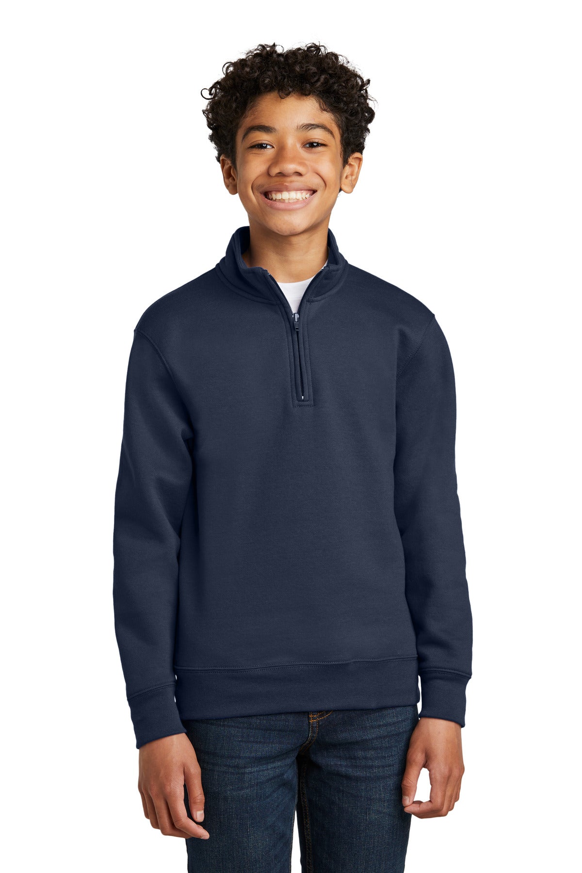 Port & Co Youth Core Fleece 1/4-Zip Pullover Sweatshirt - Navy